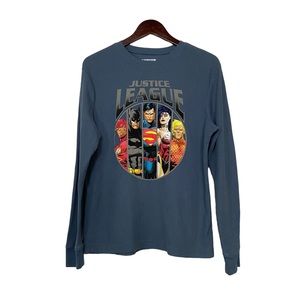 Justice League DC Comics Men's Adult Knit Thermal Long Sleeve Blue